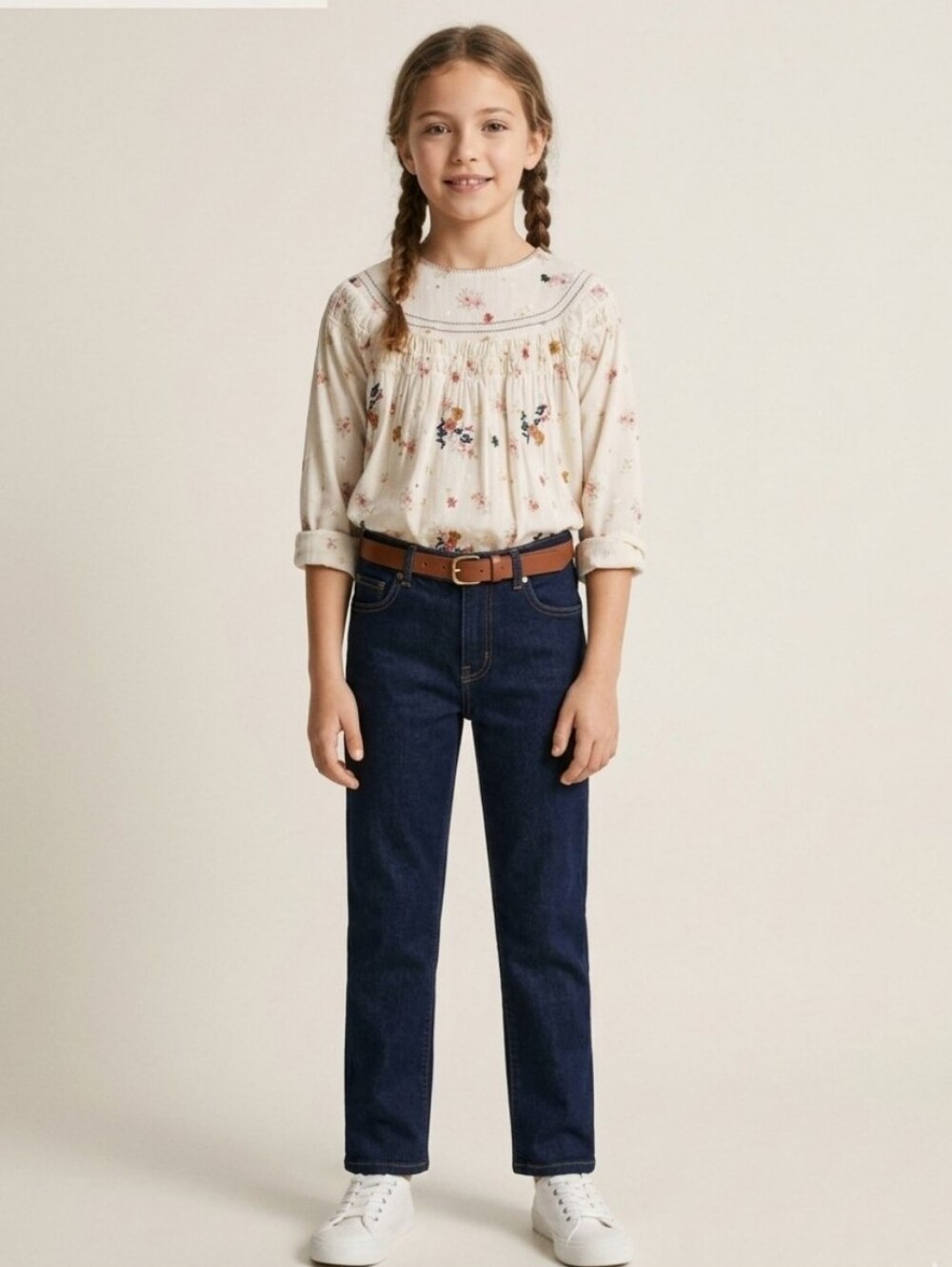 Zara‎ Top, Size 13-14 Girls, Boho Peasant Embroidered Cream Floral